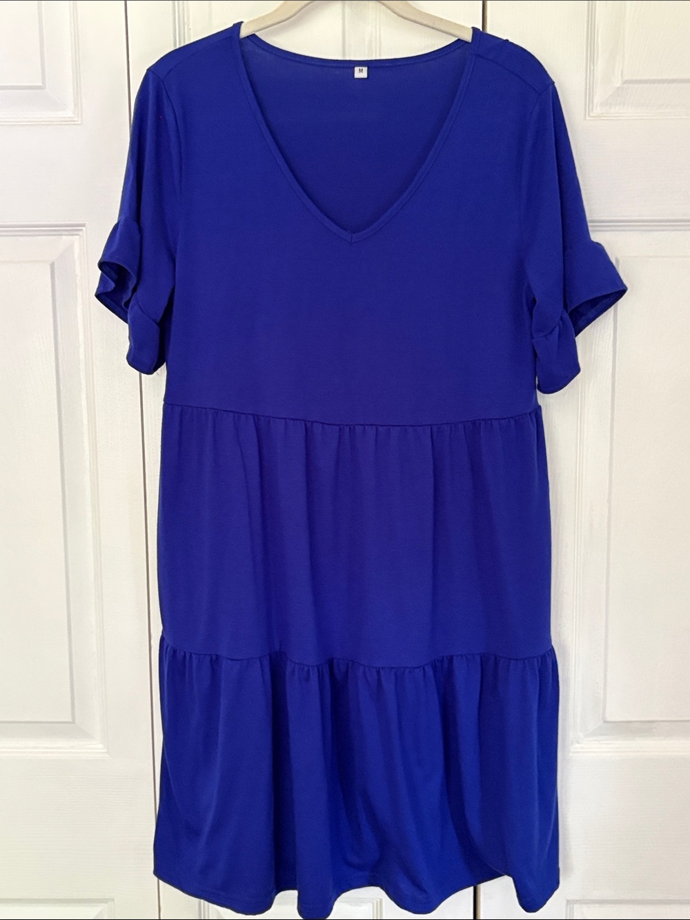 Source Unknown Royal Blue V-Neck Mini/Midi Dress - Medium (could fit Large)
